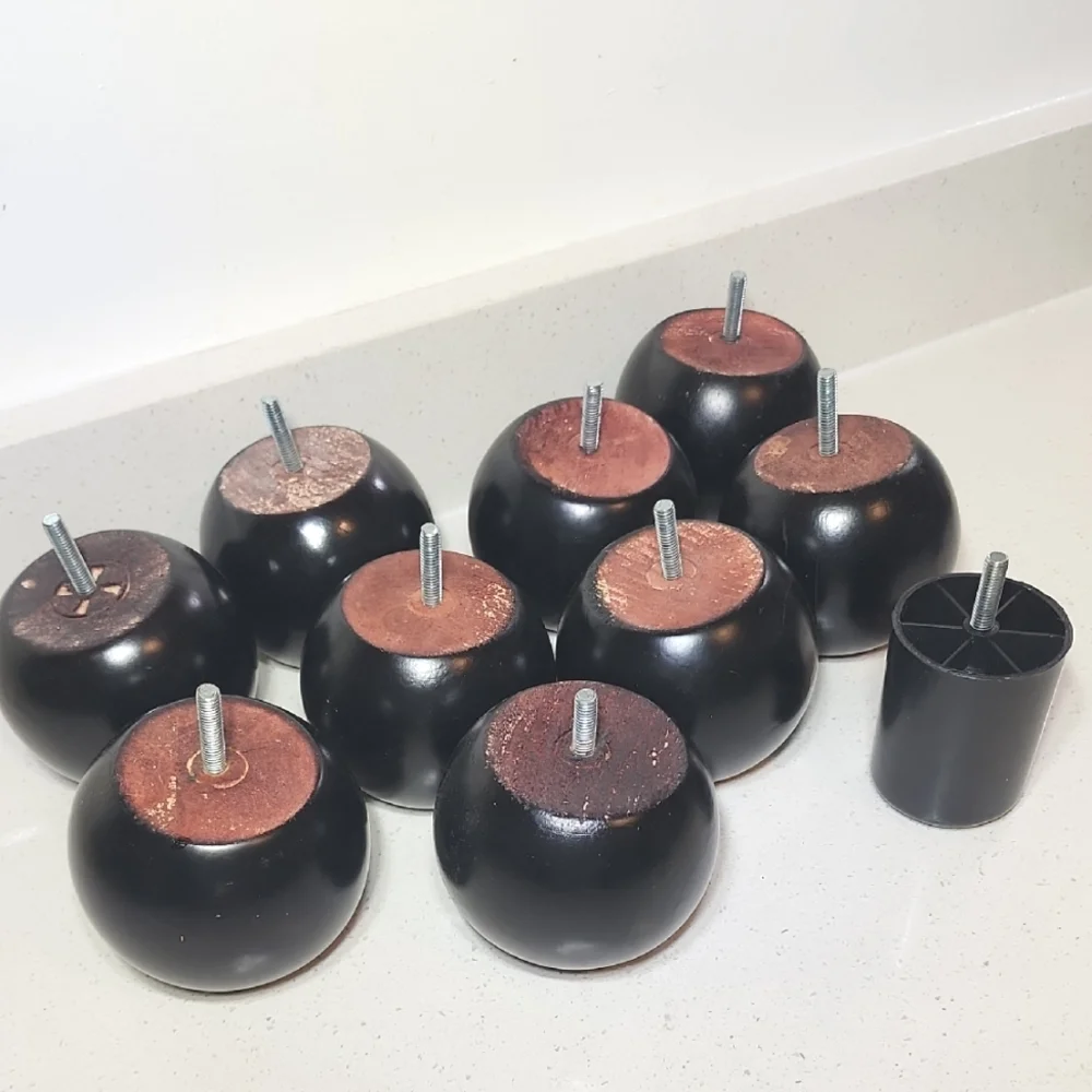 Furniture Legs. Set of 9 Black Wood Legs and 1 Support
